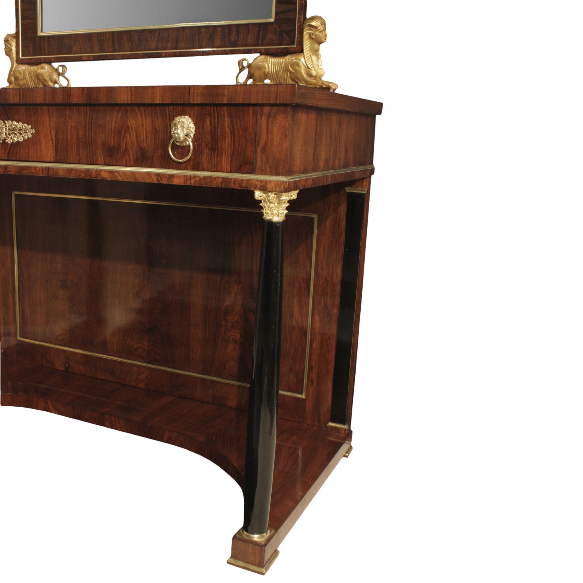 Pair of Italian 19th Century Neoclassical Style Consoles and Mirrors In Good Condition For Sale In West Palm Beach, FL