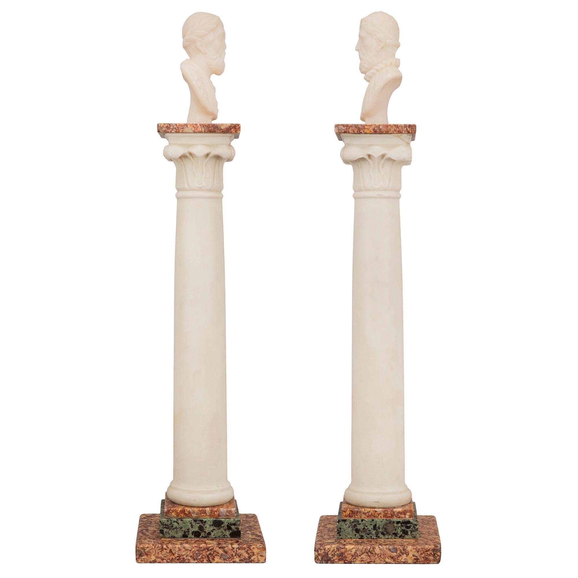 Néoclassique Paire de colonnes en marbre Grand Tour de style néoclassique italien du XIXe siècle en vente
