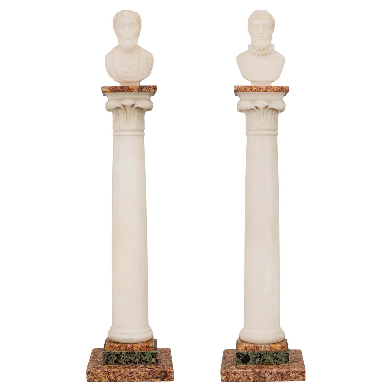 Pair of Italian 19th Century Neoclassical Style Grand Tour Marble ...