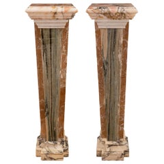 Pair of Italian 19th Century Neoclassical Style Onyx and Marble Pedestal Columns