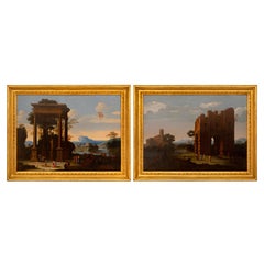 Pareja de óleos sobre lienzo italianos del siglo XVII, de Claude Lorrain