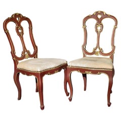 Antique Pair of Italian 19th Century Patinated Red and Gilt Children’s Chairs