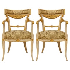 pair of Italian 19th century patinated wood and Giltwood armchairs