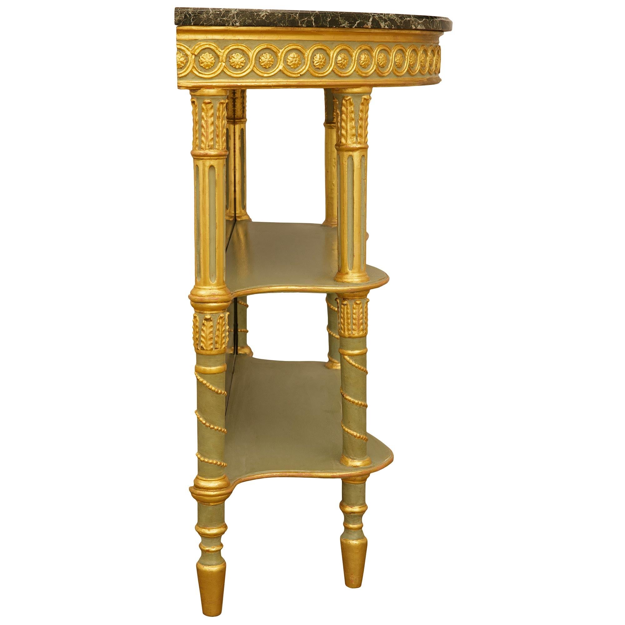 pair of Italian 19th century patinated wood, Giltwood, and marble consoles Bon état - En vente à West Palm Beach, FL