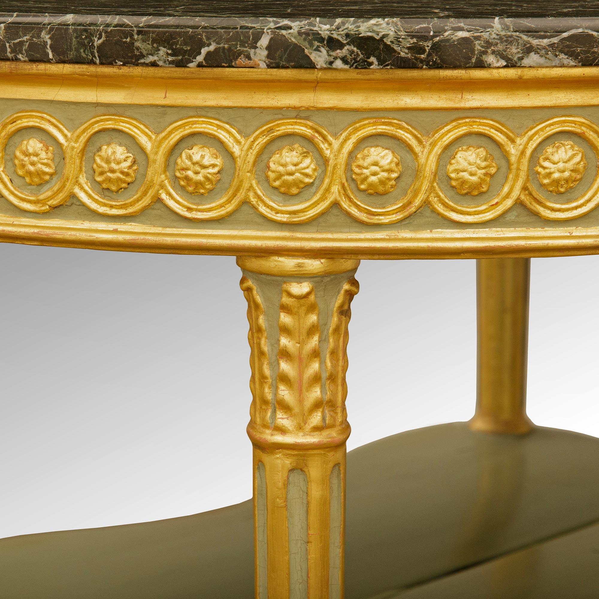 XIXe siècle pair of Italian 19th century patinated wood, Giltwood, and marble consoles en vente