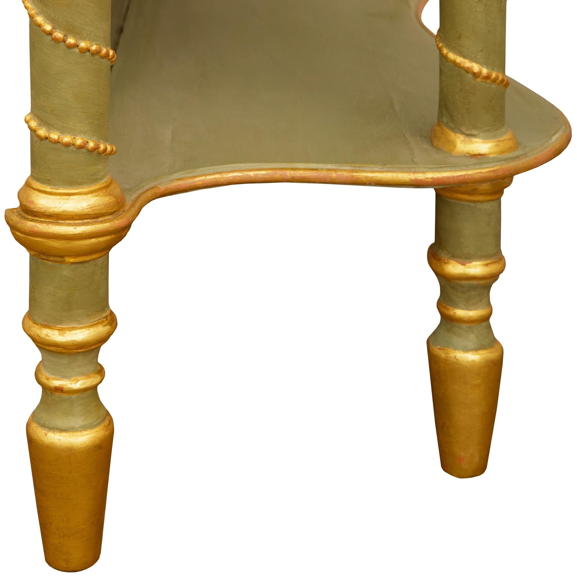 pair of Italian 19th century patinated wood, Giltwood, and marble consoles en vente 2