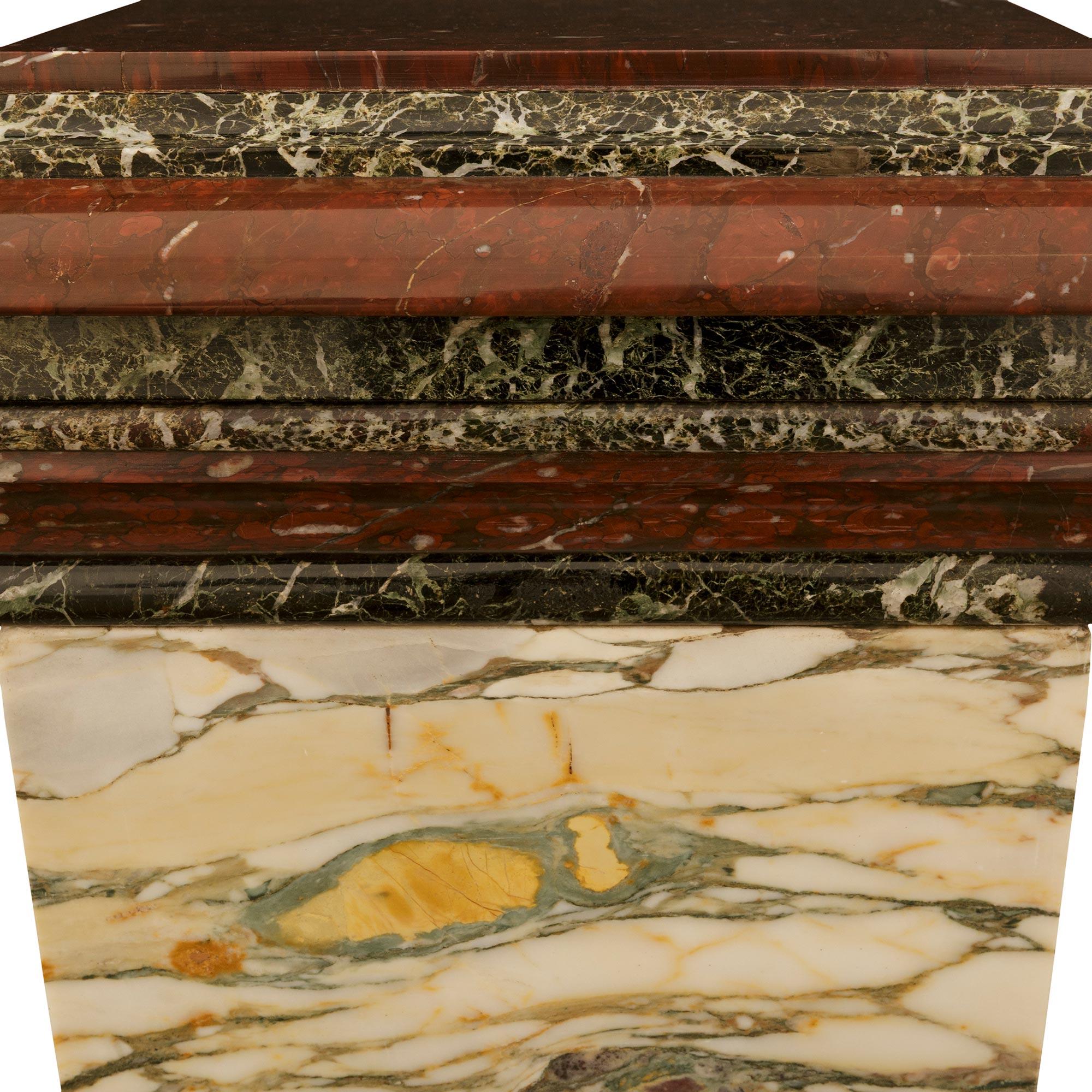 Marble Pair of Italian 19th century pedestal in various marbles For Sale