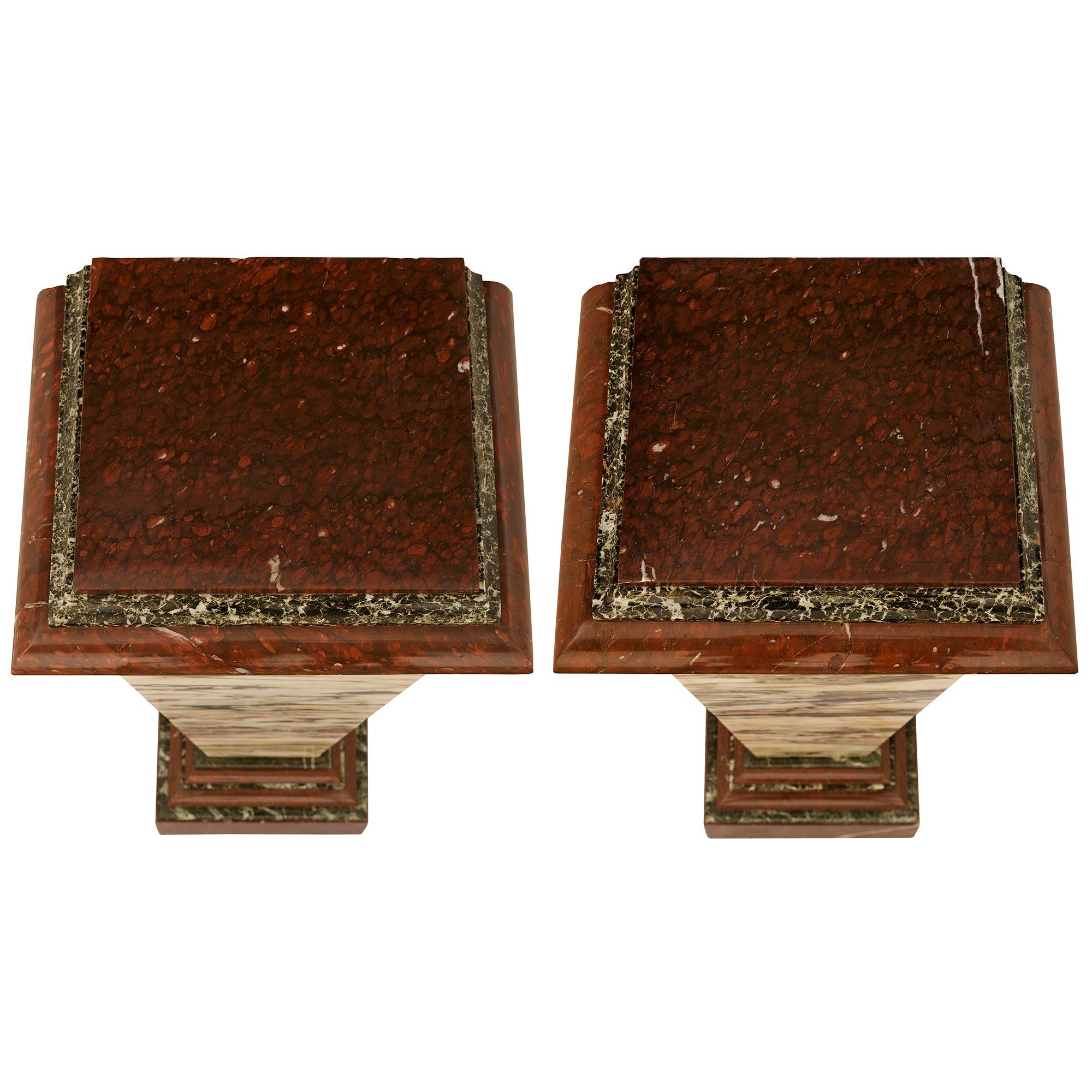 Pair of Italian 19th century pedestal in various marbles For Sale 2