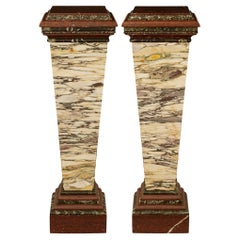 Pair of Italian 19th century pedestal in various marbles