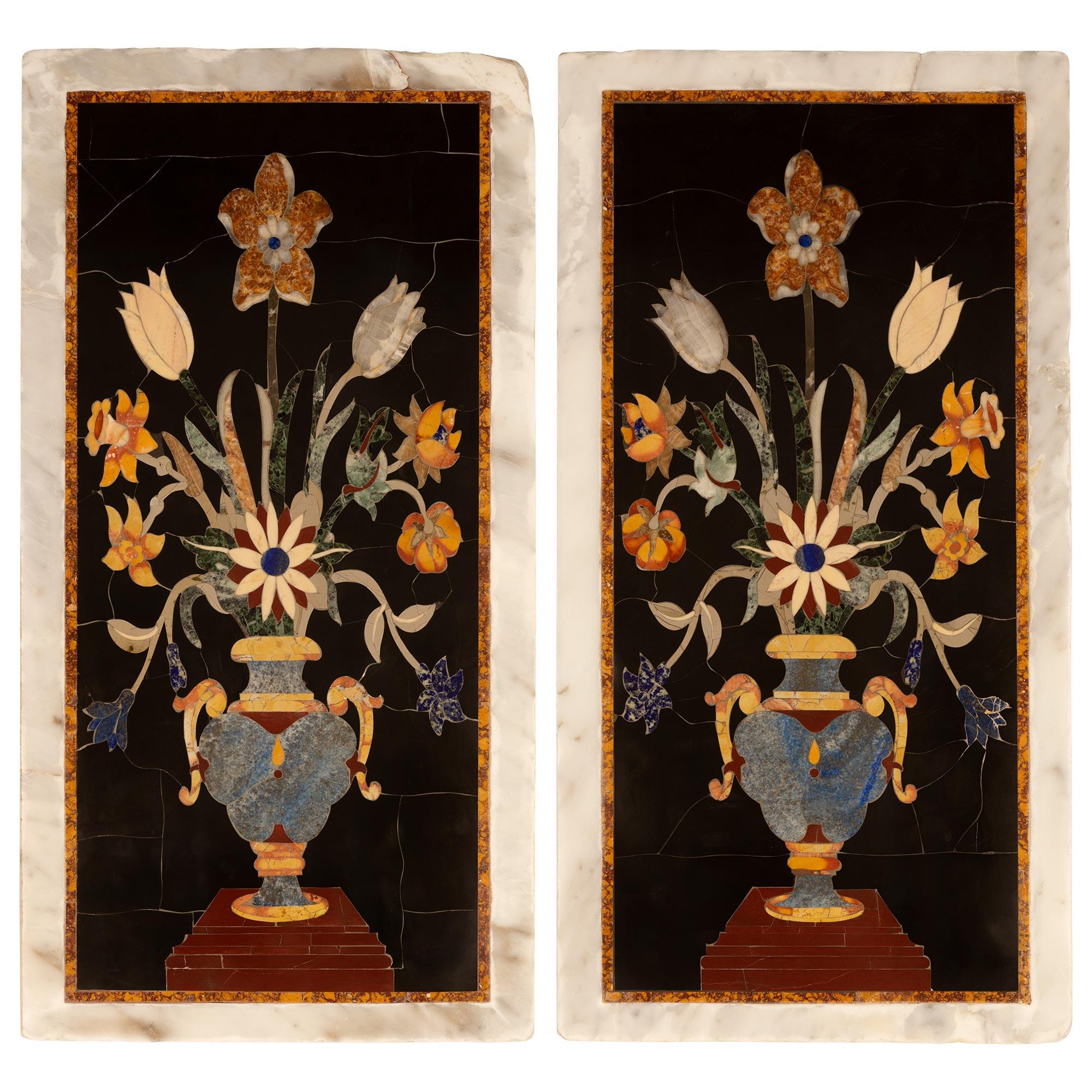 Pair Of Italian 19th Century Pietra Dura Marble Wall Decor Plaques For Sale 4