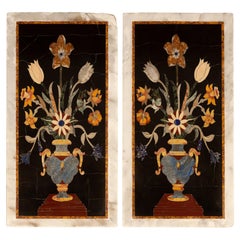 Pair Of Italian 19th Century Pietra Dura Marble Wall Decor Plaques
