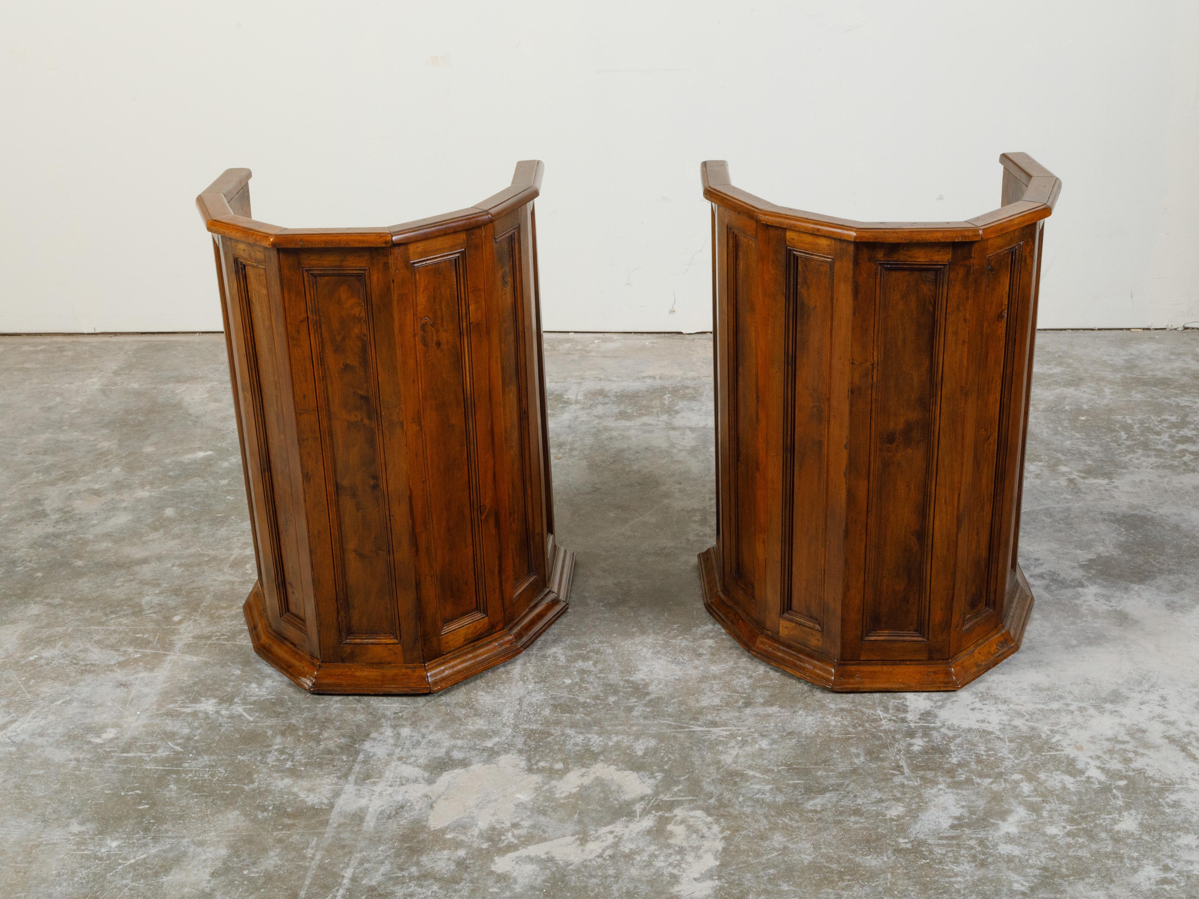 Pair of Italian 19th Century Renaissance Style Wooden Chairs with Lower Doors For Sale 3