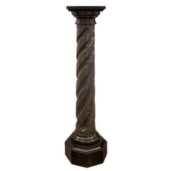 Pair of Italian 19th Century Scagliola and Black Belgian Marble Columns