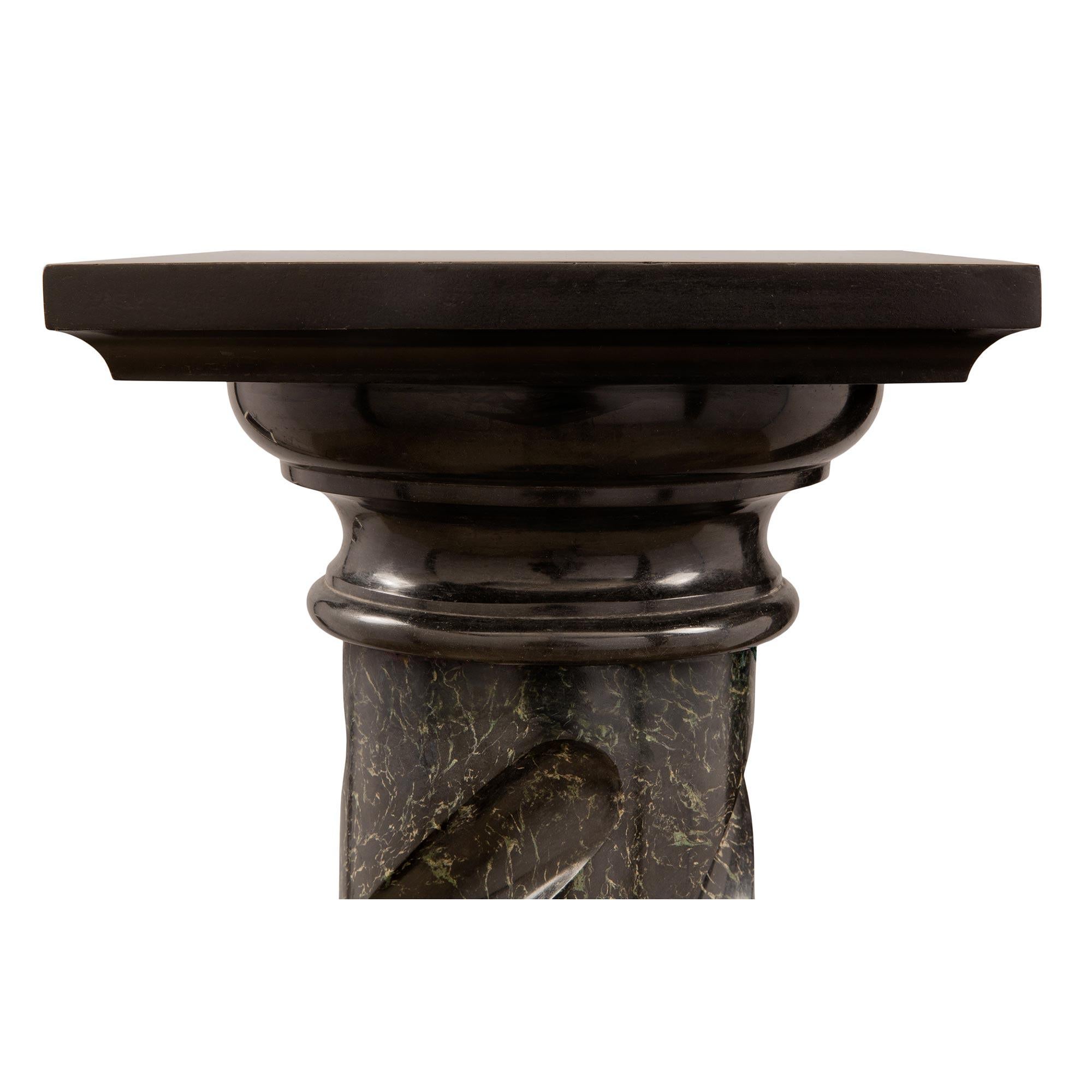 Pair of Italian 19th Century Scagliola and Black Belgian Marble Columns In Good Condition For Sale In West Palm Beach, FL