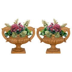 Pair of Italian 19th Century Sienna Marble Urns