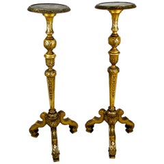 Pair of Italian 19th Century Silver Guilt Torcheres or Candlesticks