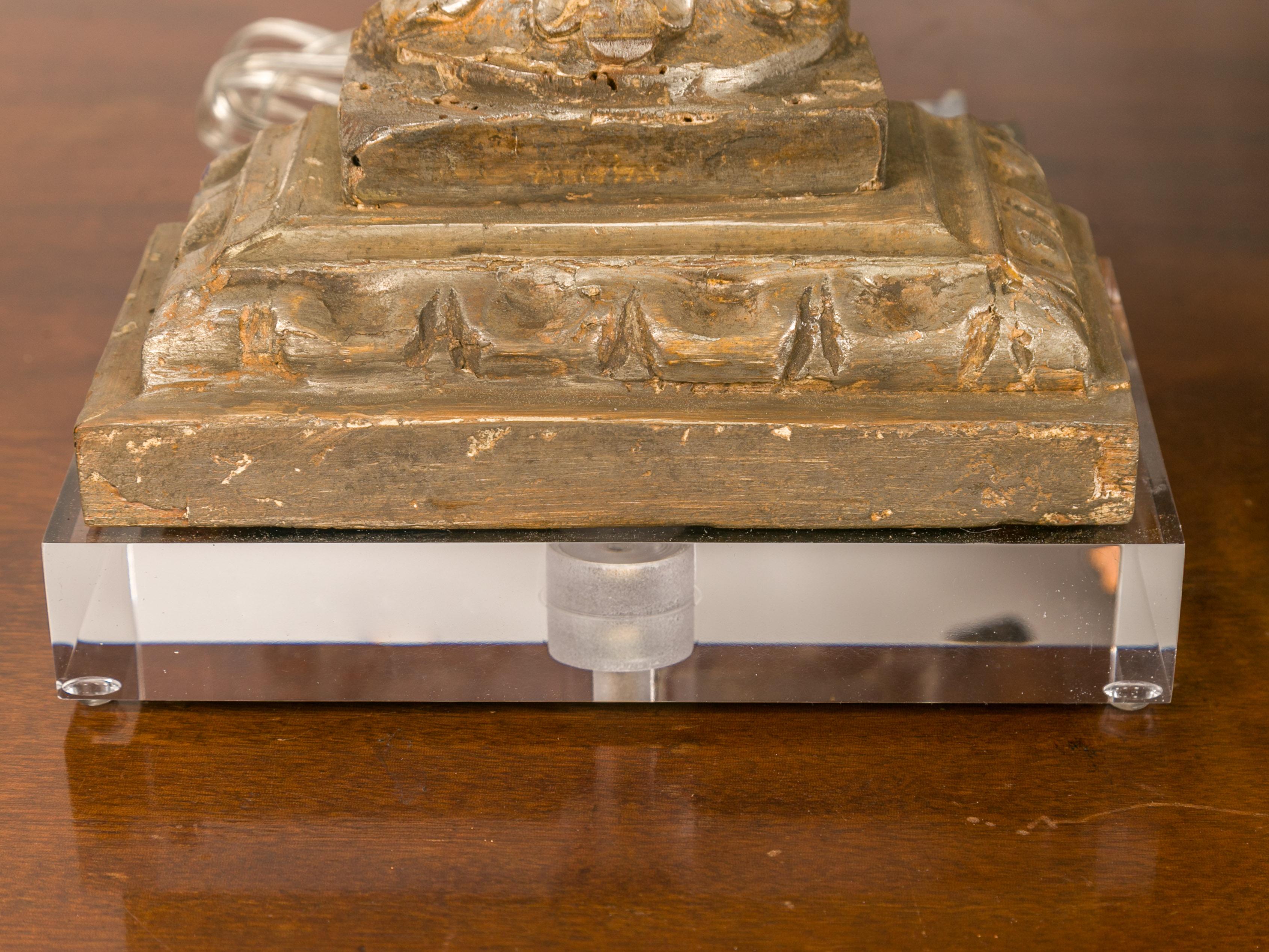 Pair of Italian 19th Century Silver Leaf Fragments Made into Wired Table Lamps For Sale 5