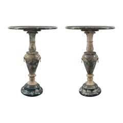 Pair of Italian 19th Century Soap Stone and Ormolu Circular Side Tables