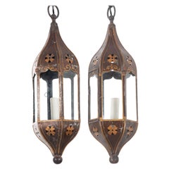 Pair of Italian 19th Century Toleware Procession Lantern Pendants