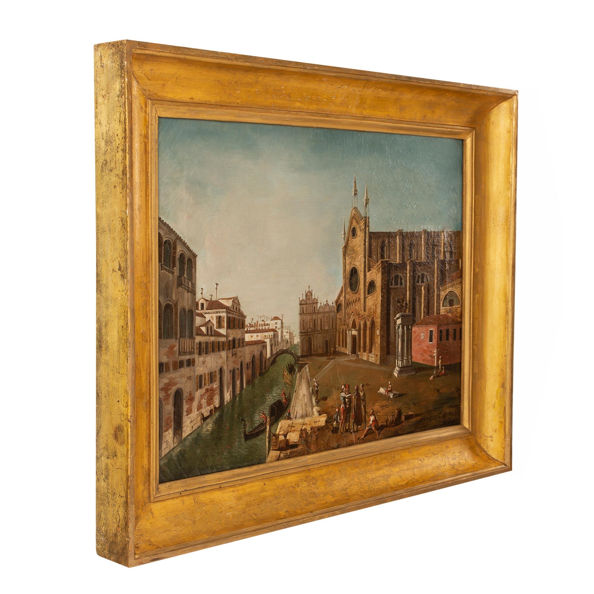 Pair of Italian 19th Century Venetian Oil on Canvas Paintings For Sale 1