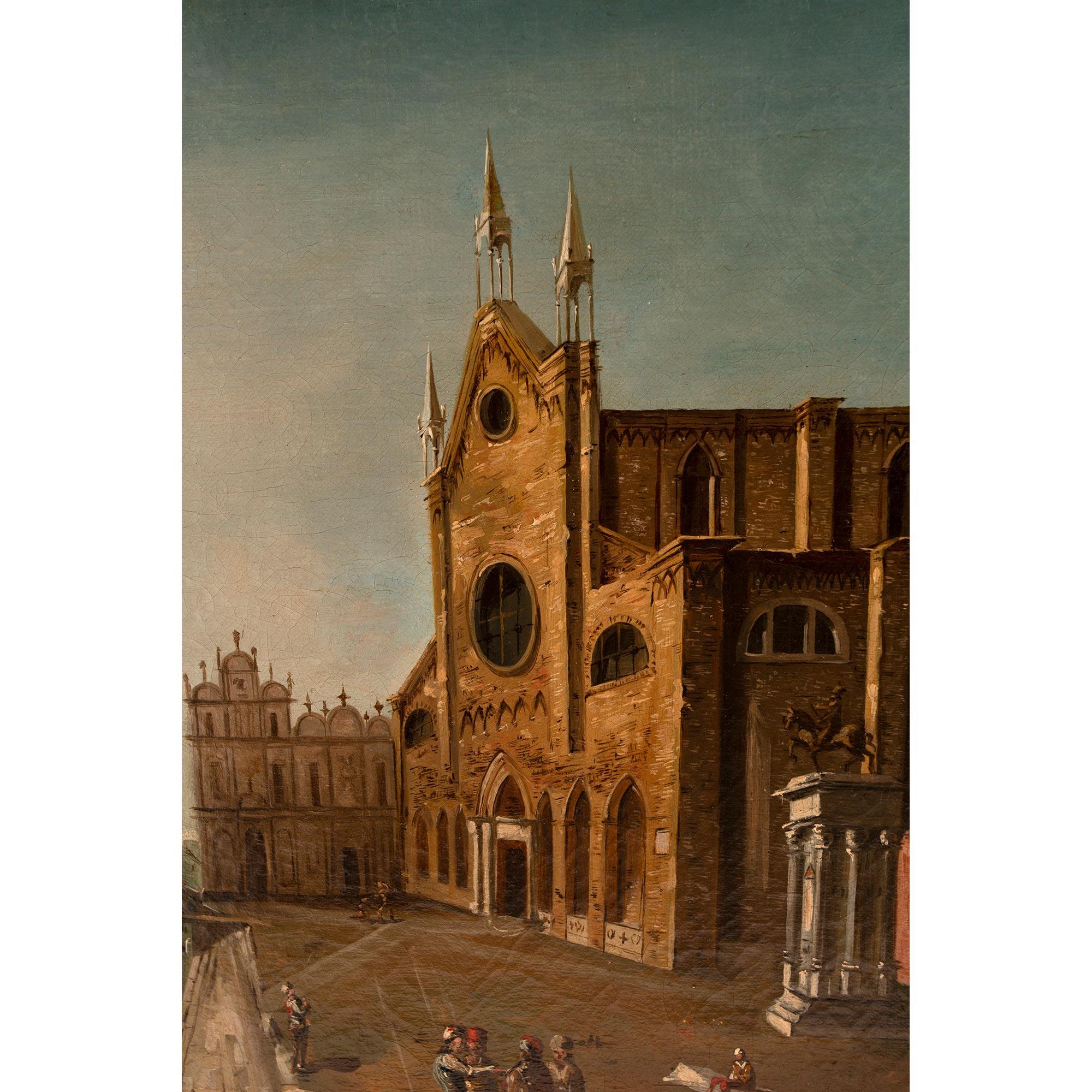 Pair of Italian 19th Century Venetian Oil on Canvas Paintings For Sale 2
