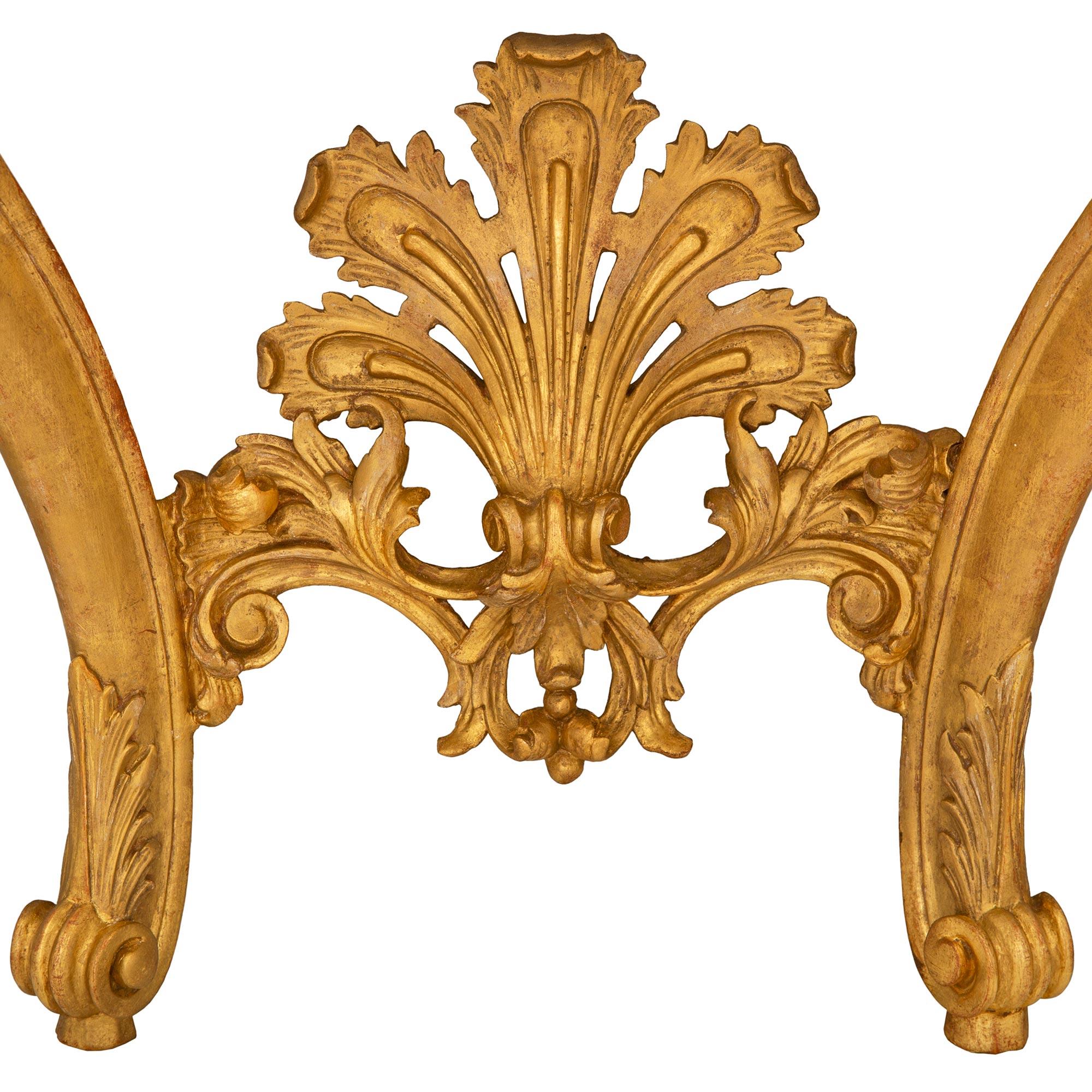 Pair Of Italian 19th Century Venetian St. Giltwood And Marble Console For Sale 5