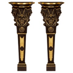 Antique Pair of Italian 19th Century Venetian Wall Mounted Consoles/Pedestal Columns