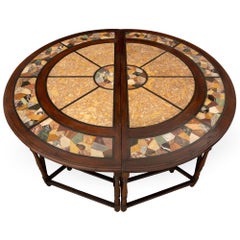 Pair of Italian 19th Century Walnut and Pietra Dura Consoles/Center Tables