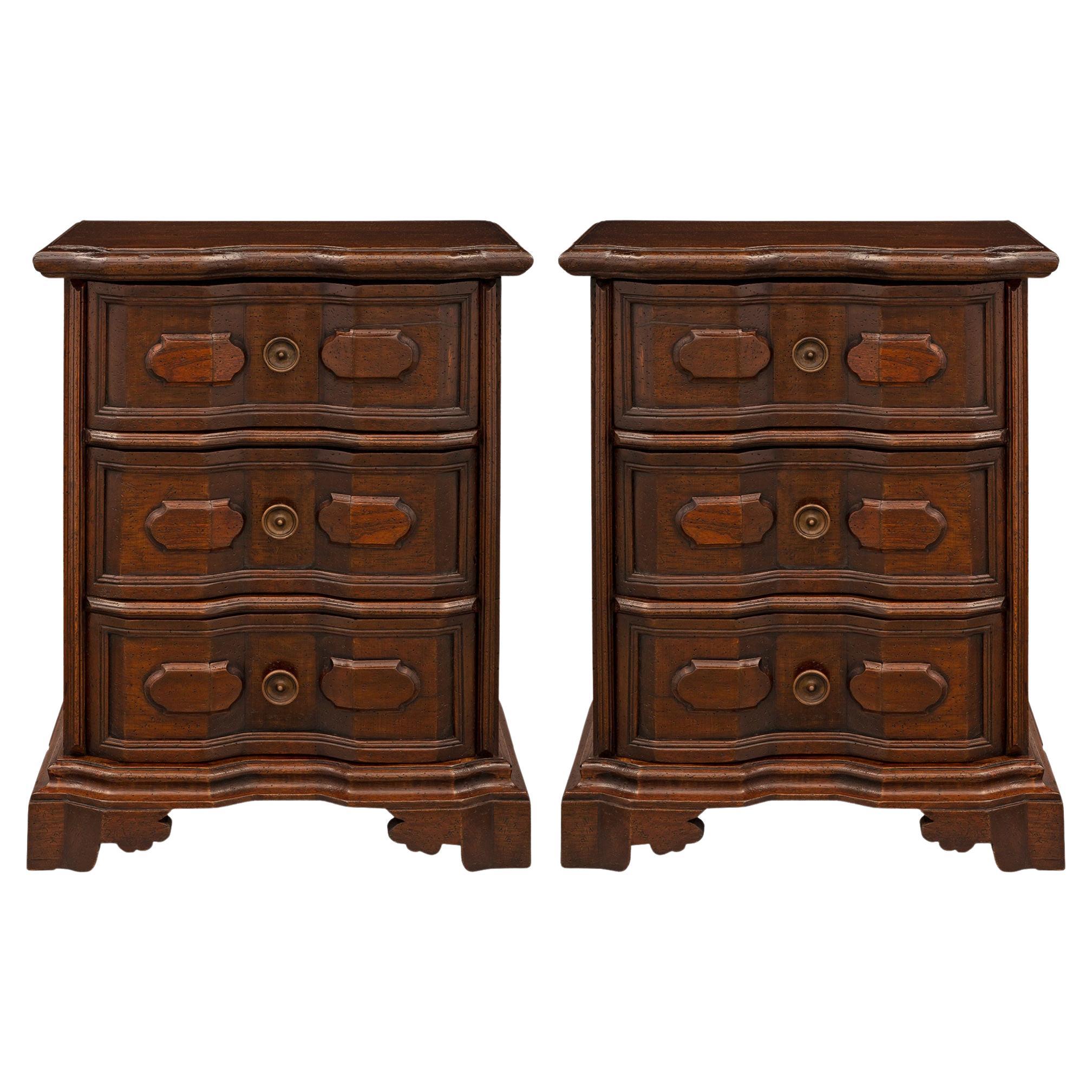 Pair of Italian 19th Century Walnut Night Tables/Chests For Sale