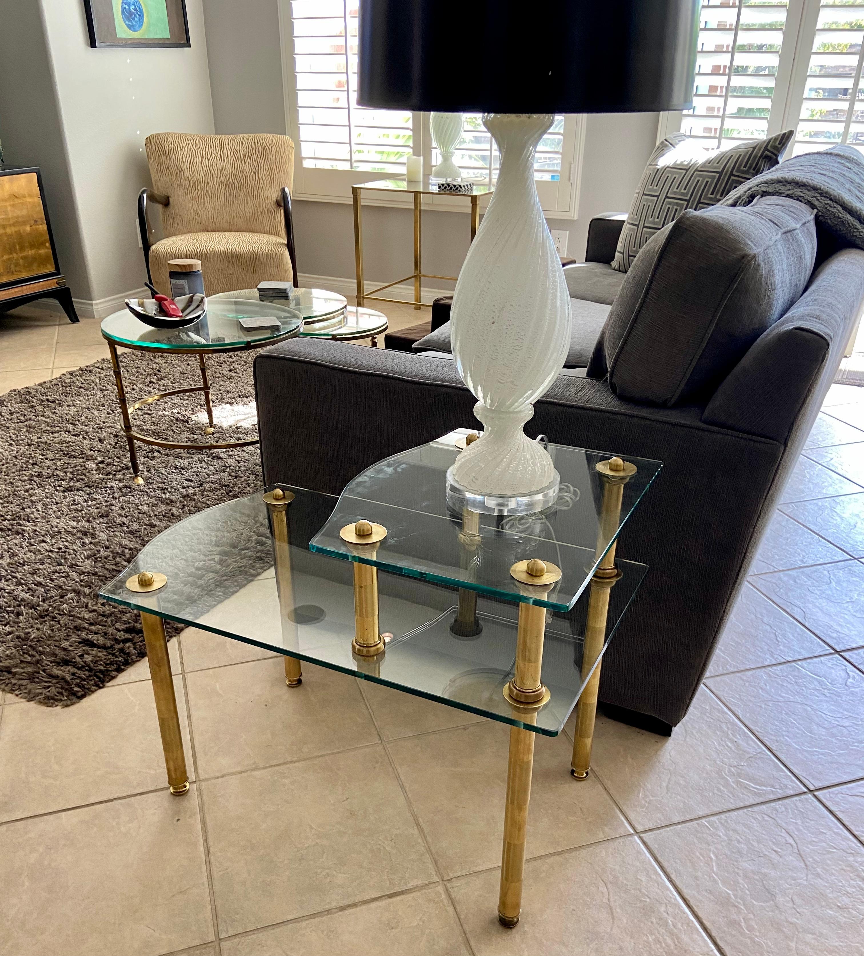 Pair of Italian 2 Tier 'Step' Brass Side or End Tables For Sale 6