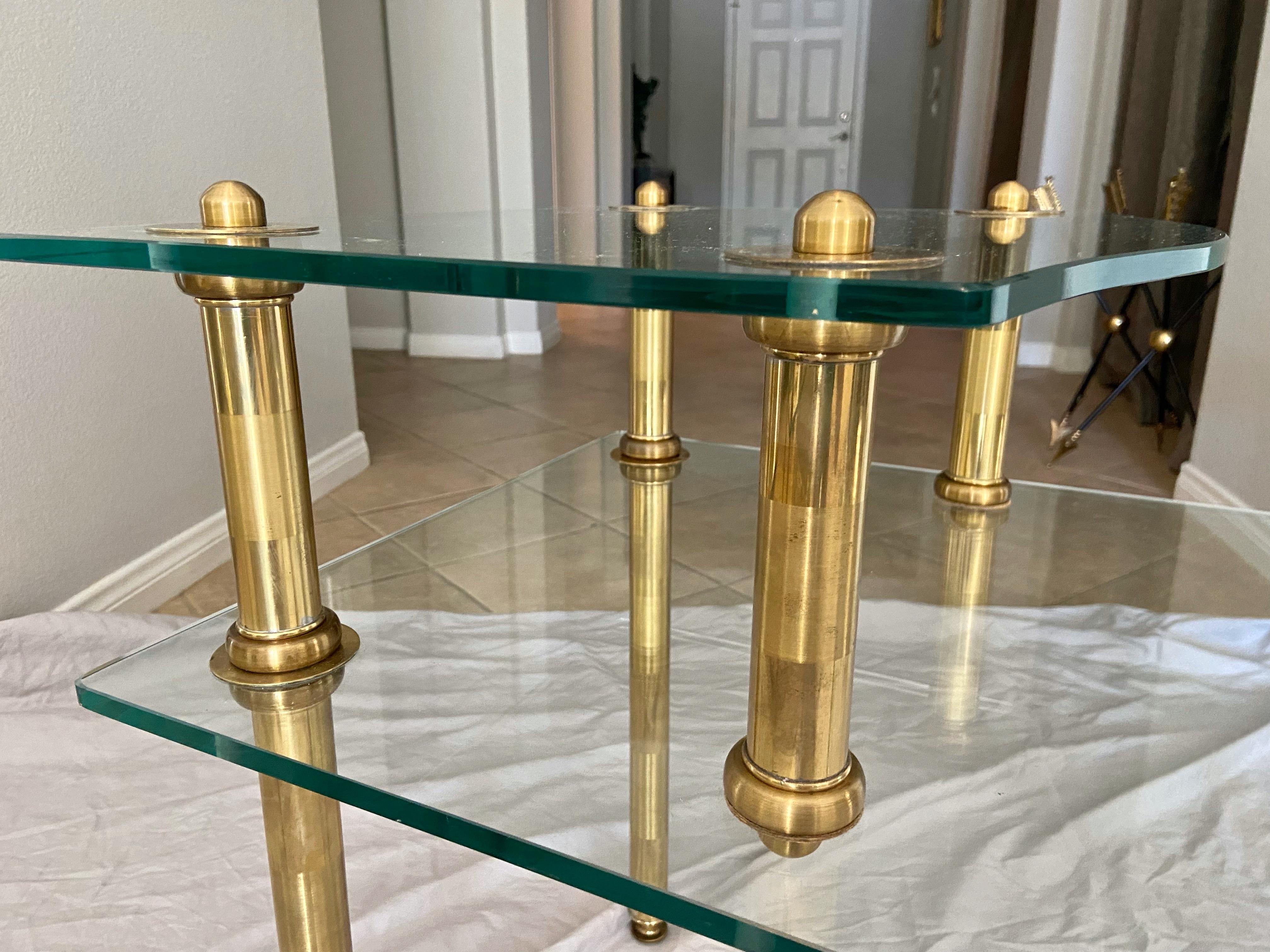 Pair of Italian 2 Tier 'Step' Brass Side or End Tables For Sale 9