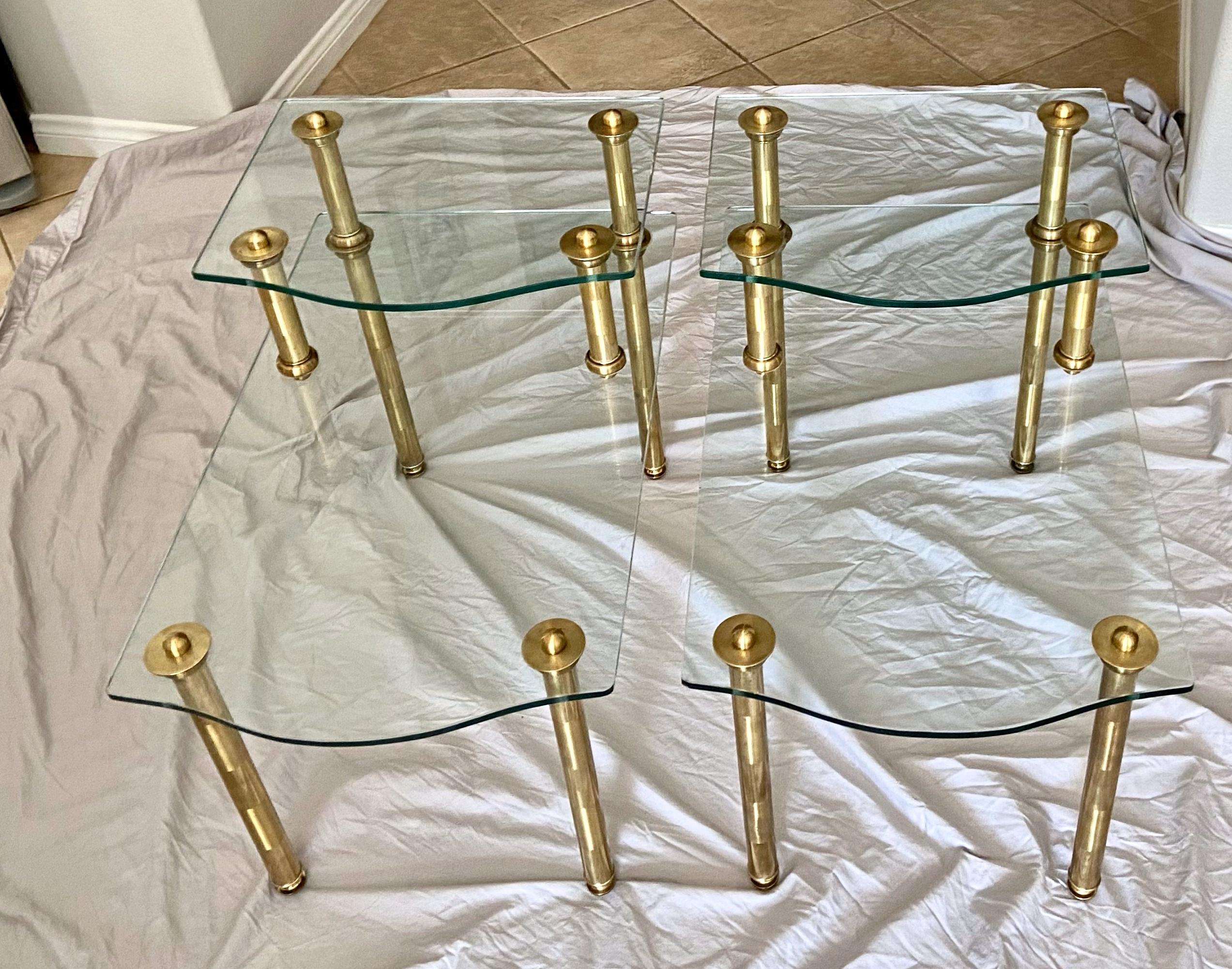 Pair of Italian 2 Tier 'Step' Brass Side or End Tables For Sale 12