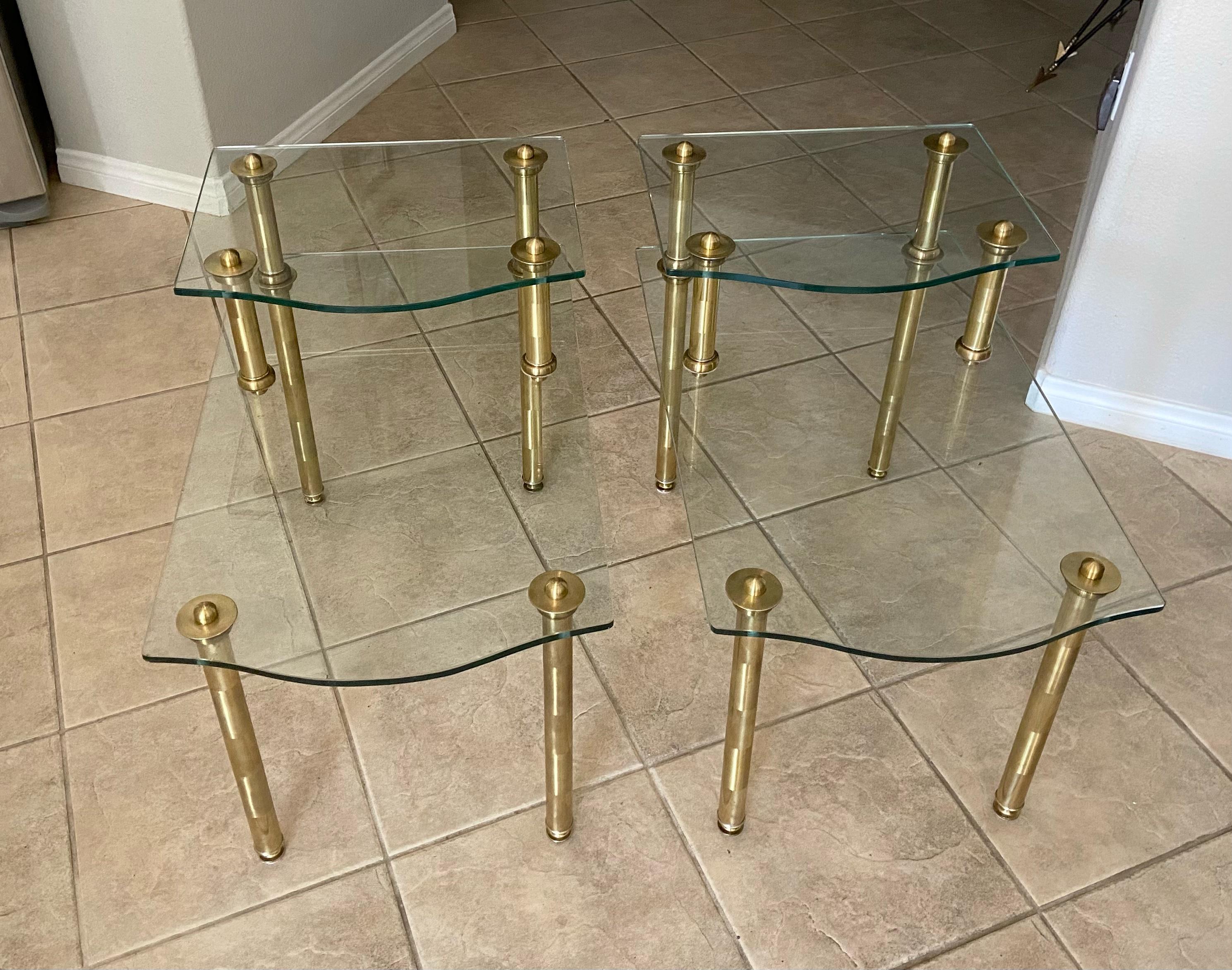 Pair of Italian 2 Tier 'Step' Brass Side or End Tables For Sale 14