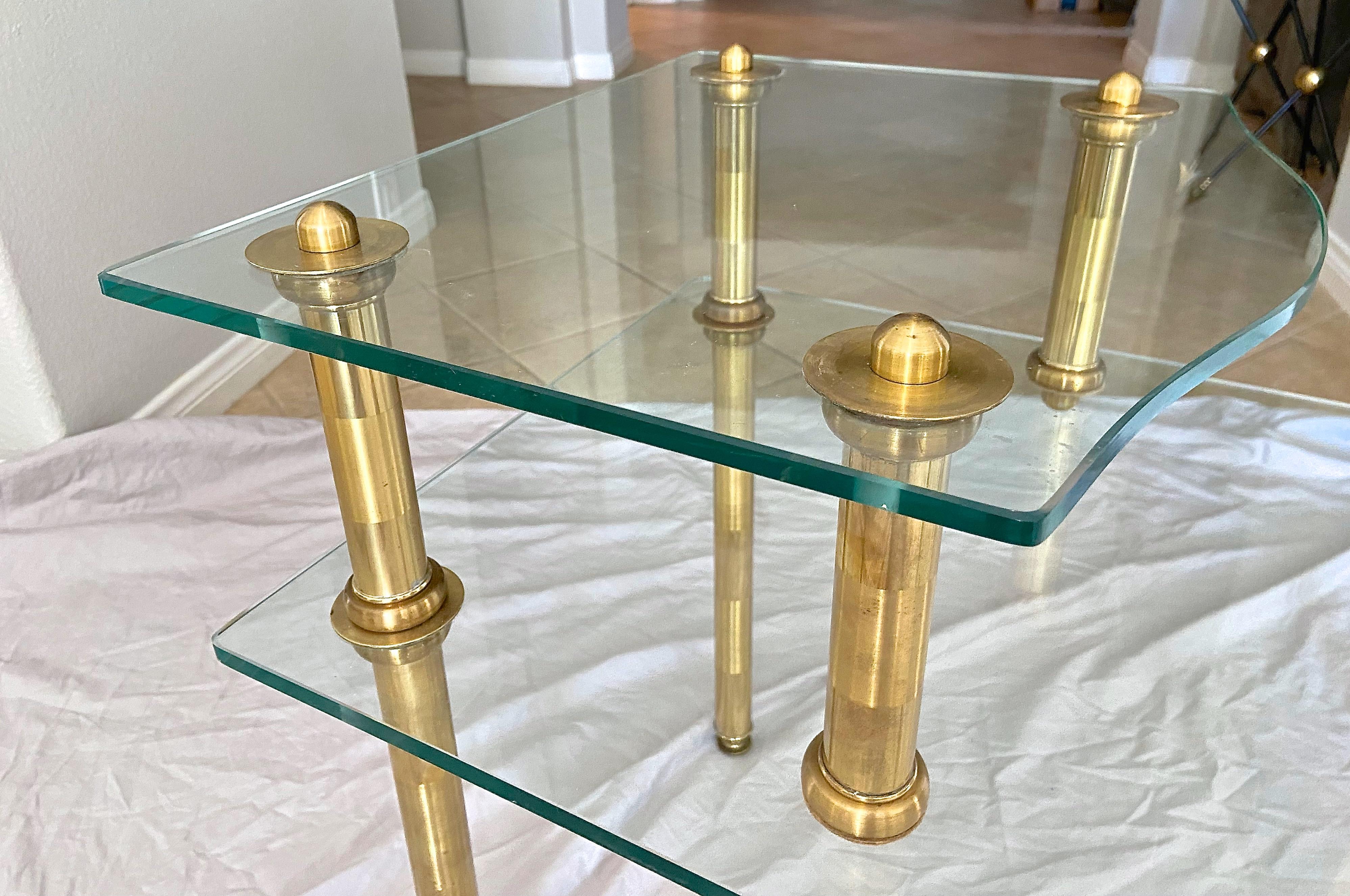 Pair of Italian 2 Tier 'Step' Brass Side or End Tables For Sale 15