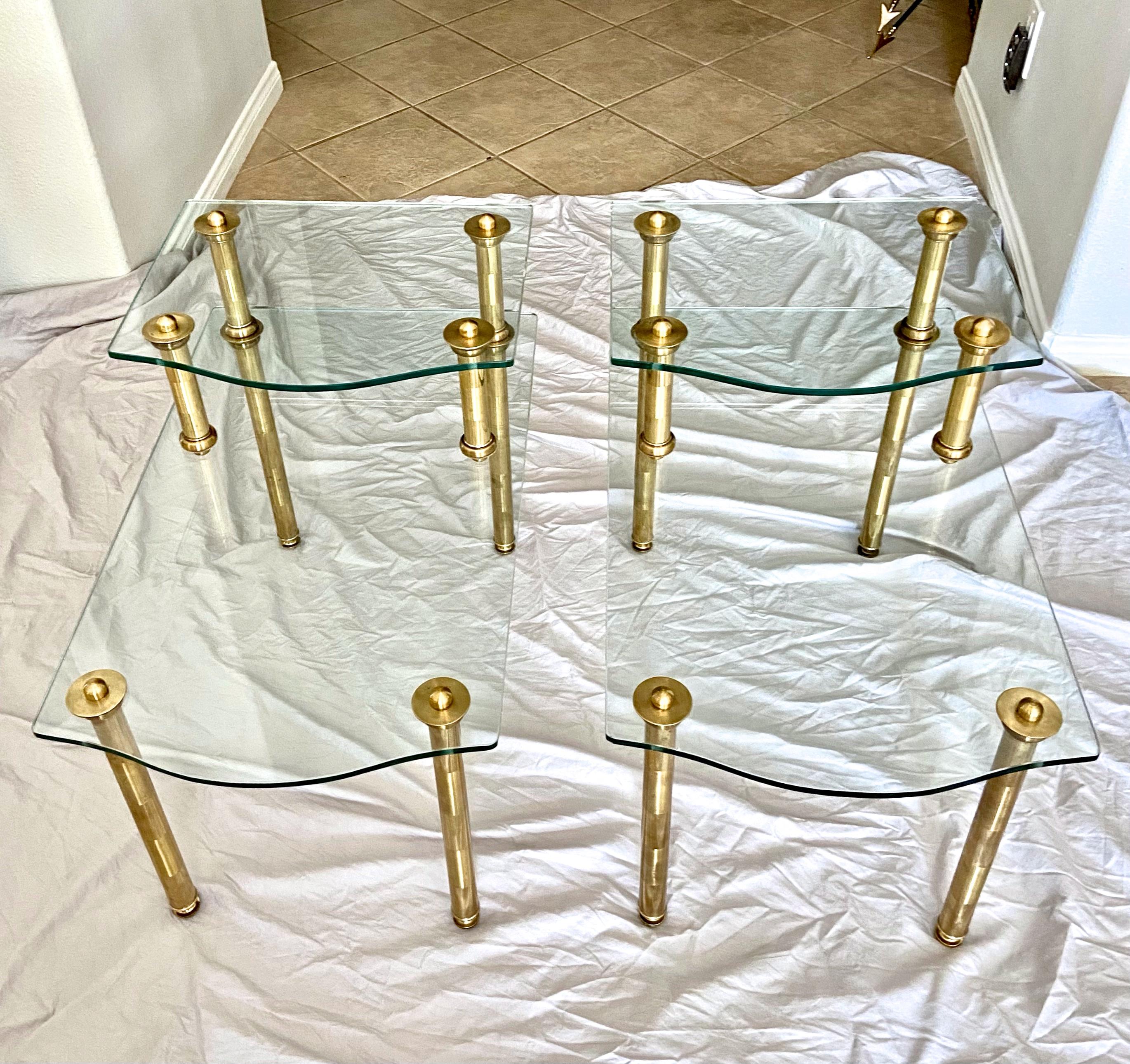 Pair of Italian 2 Tier 'Step' Brass Side or End Tables For Sale 2