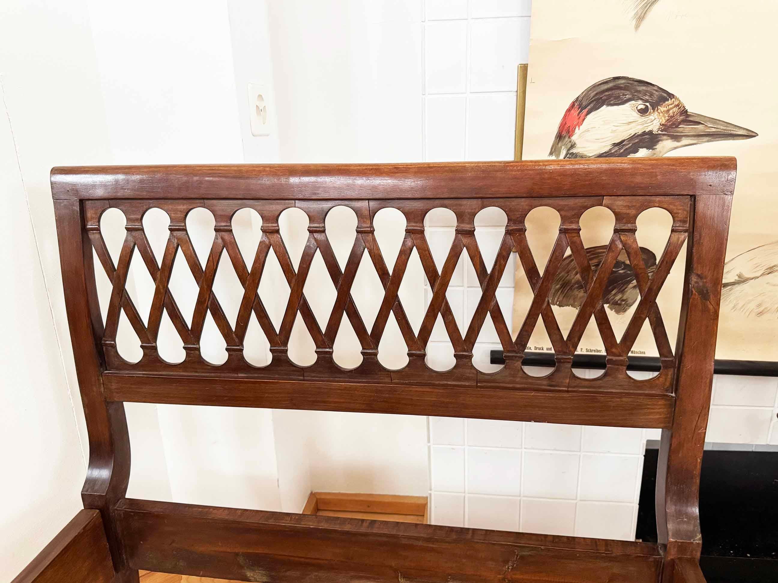 Pair of Italian 2 Twin / 1 King Bed frames in Walnut With Stunning Carved Detail In Good Condition For Sale In Basel, BS