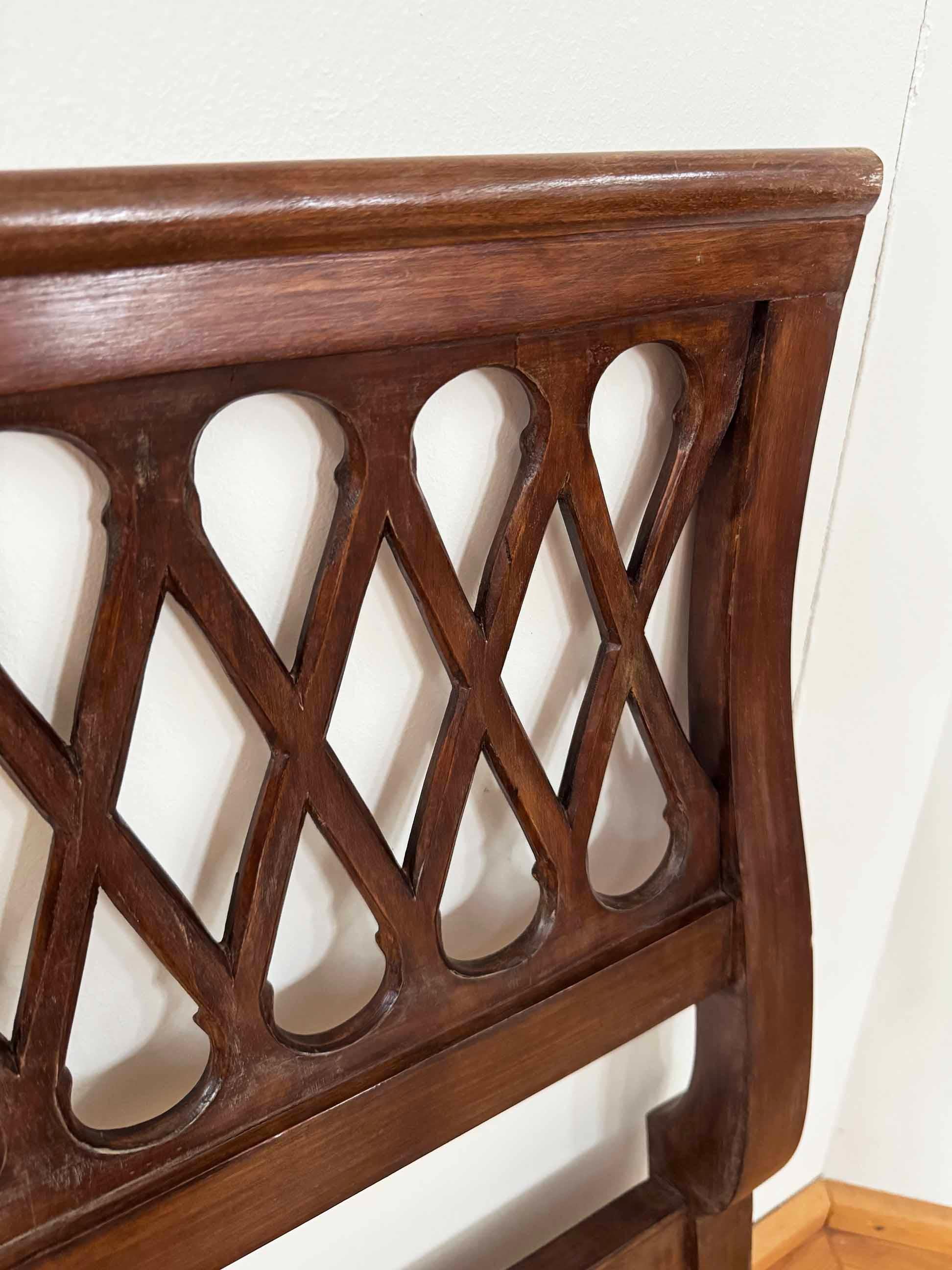 Pair of Italian 2 Twin / 1 King Bed frames in Walnut With Stunning Carved Detail For Sale 2