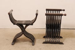 Pair of Italian 20th Century Dante Style Backless Savonarola Chairs