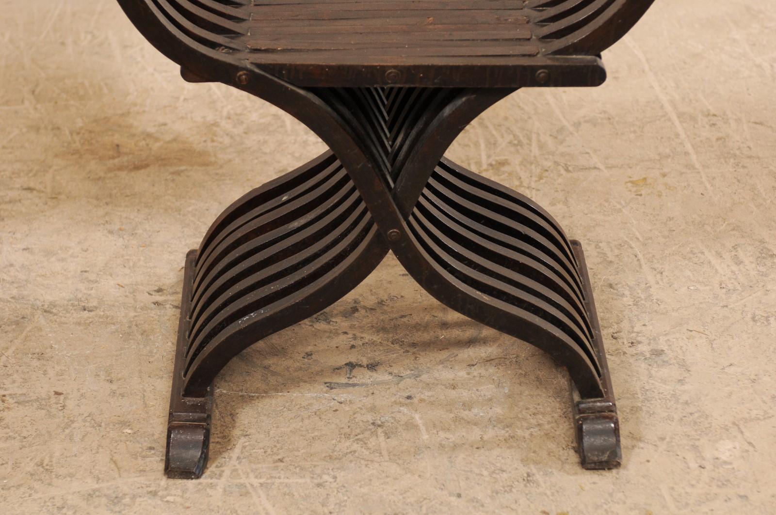 Pair of Italian 20th Century Dante Style Backless Savonarola Chairs 4