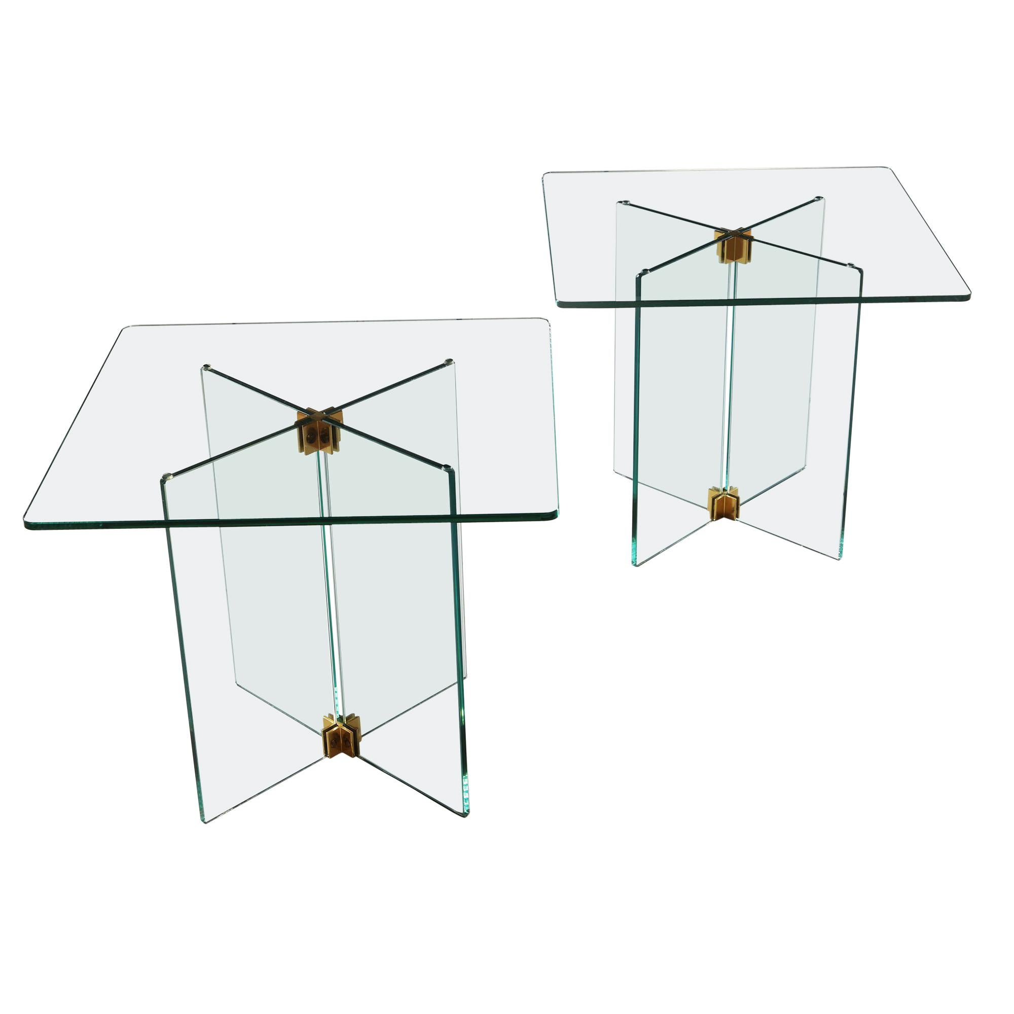 Pair of Italian 20th Century Glass Occasional Tables after Fontana Arte
