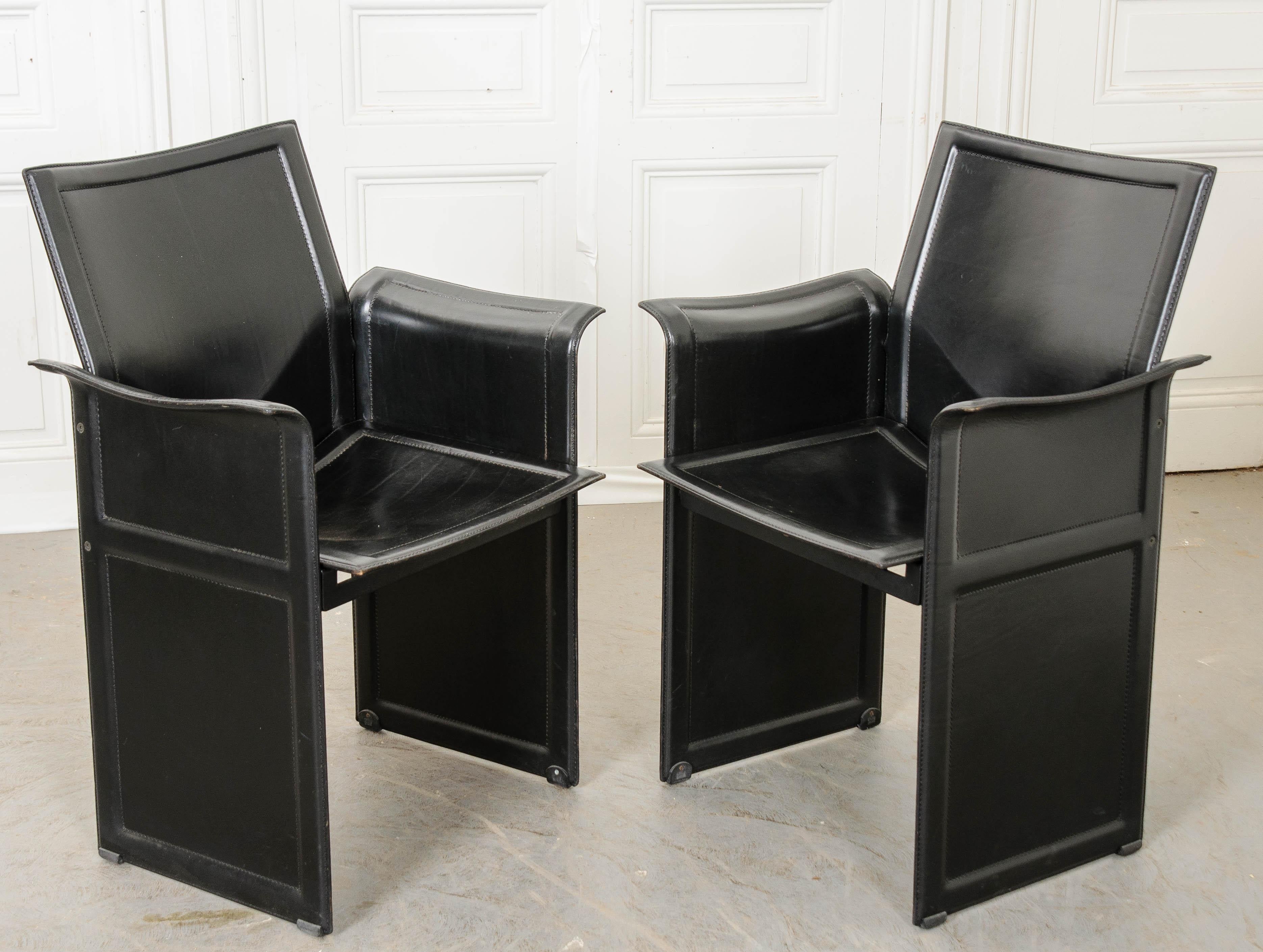 Pair of Italian 20th Century Leather “Korium” Armchairs 7