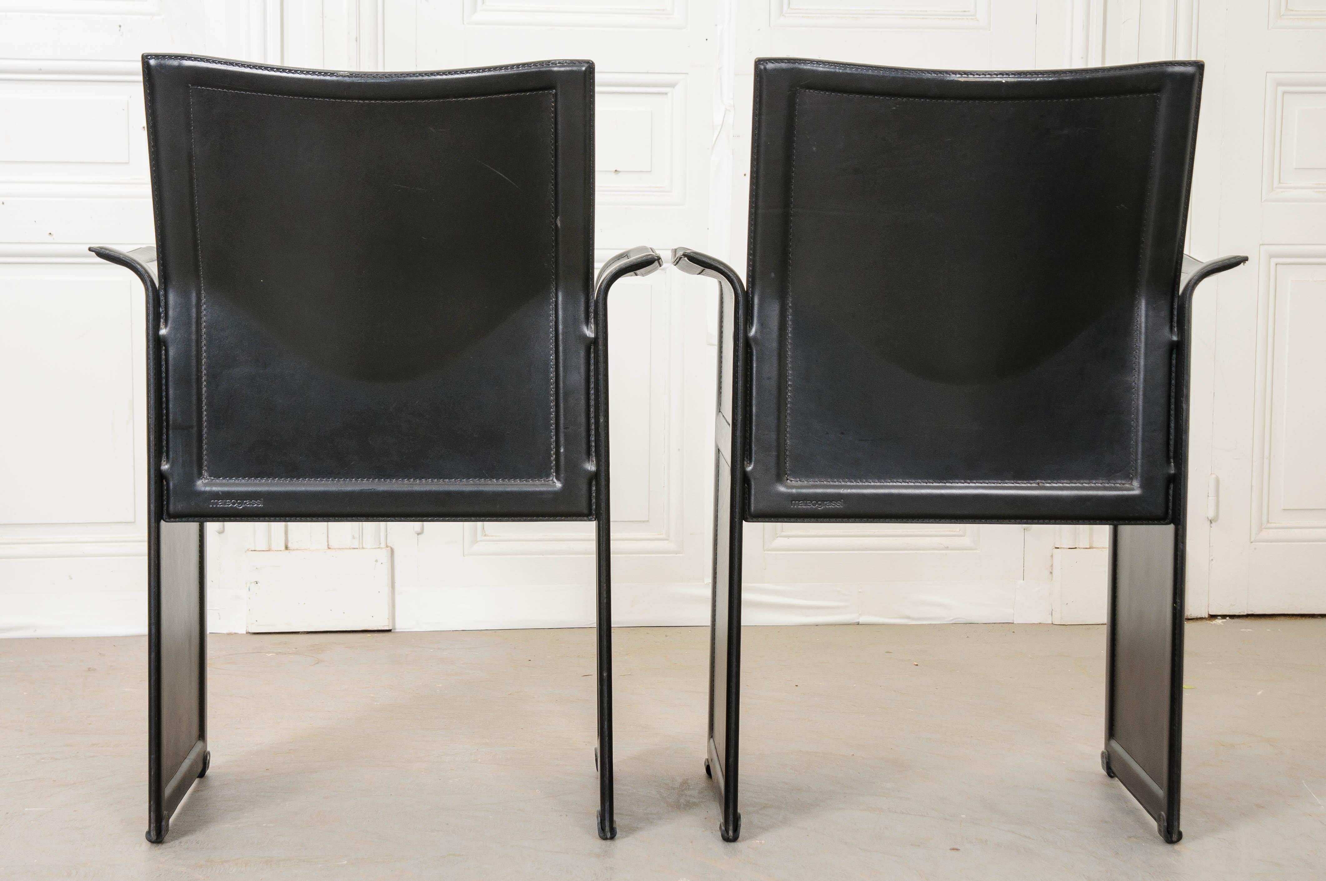 Pair of Italian 20th Century Leather “Korium” Armchairs 1