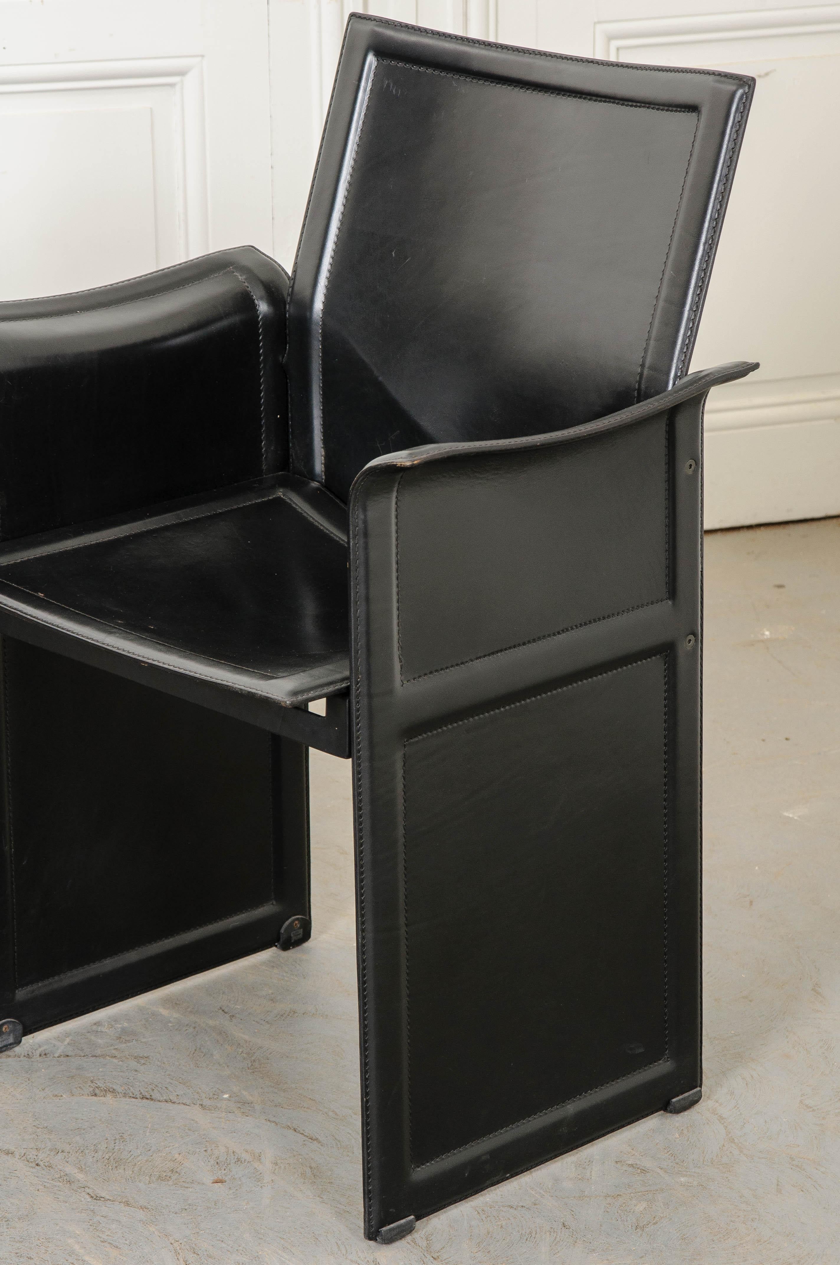 Pair of Italian 20th Century Leather “Korium” Armchairs 4