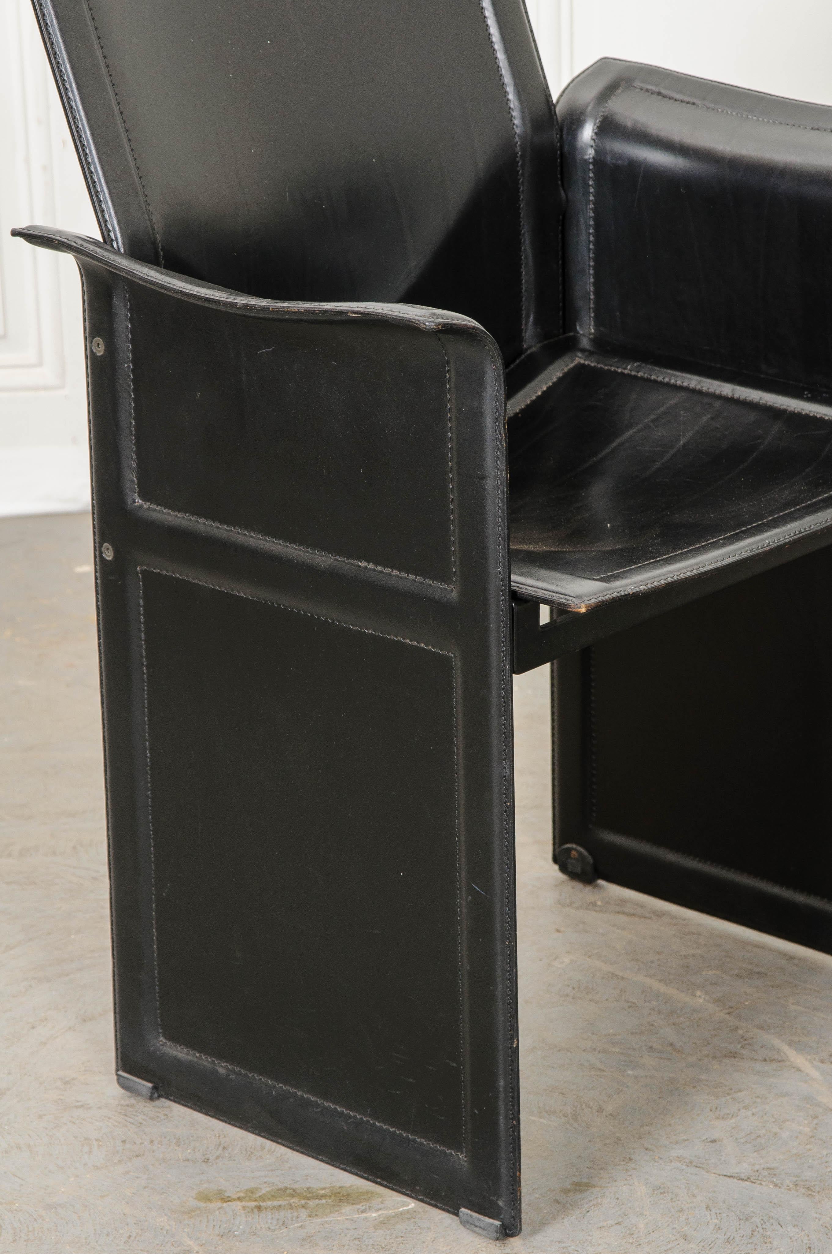 Pair of Italian 20th Century Leather “Korium” Armchairs 5