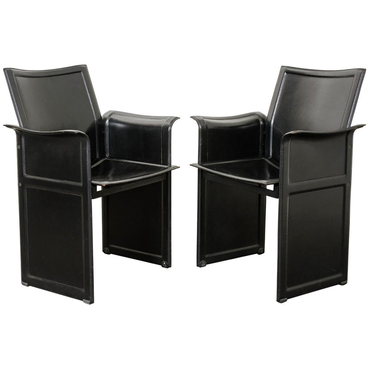 Pair of Italian 20th Century Leather “Korium” Armchairs