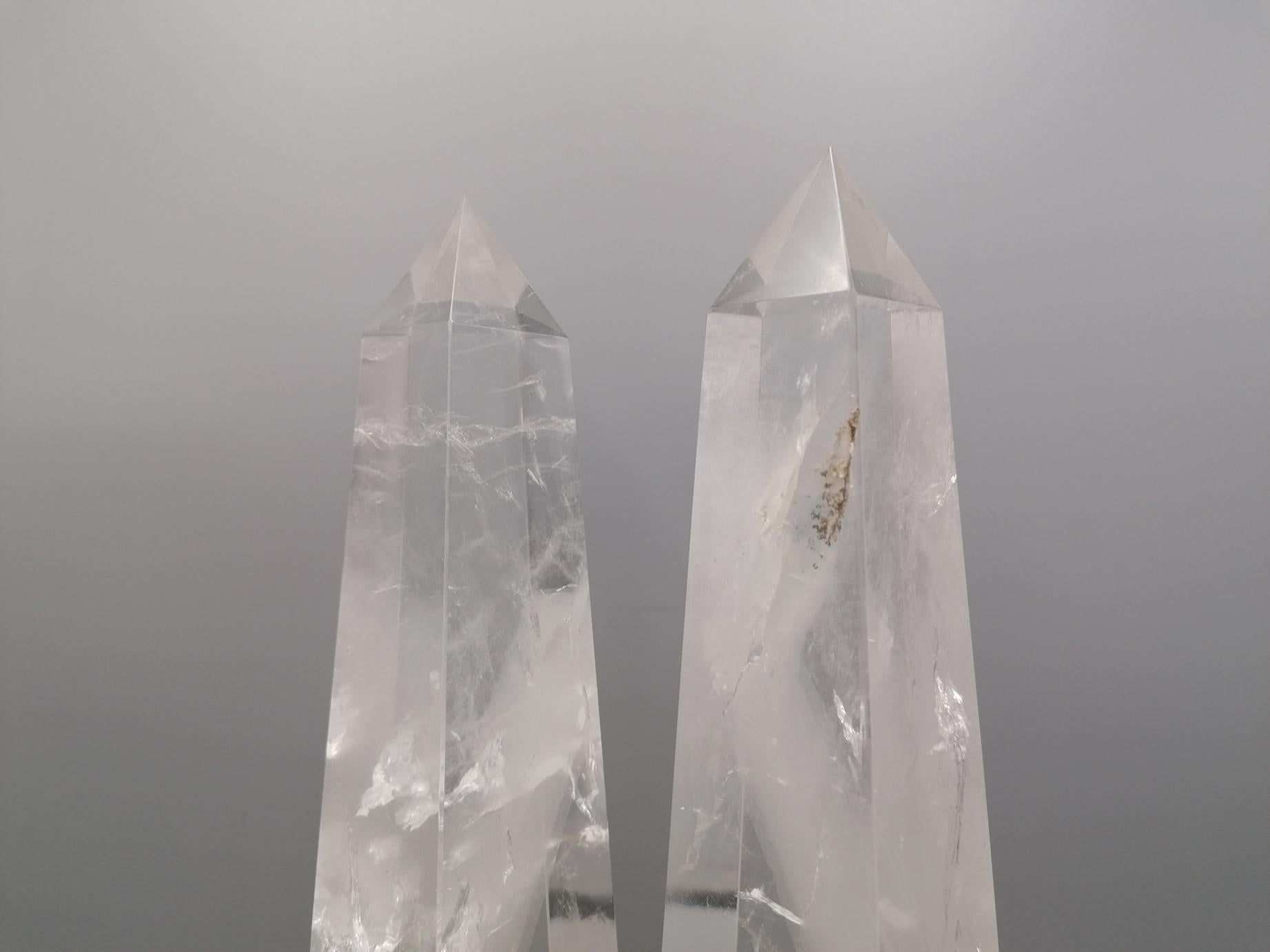 Pair of Italian 20th Century Rock Crystal Quartz Hand Carved For Sale 6