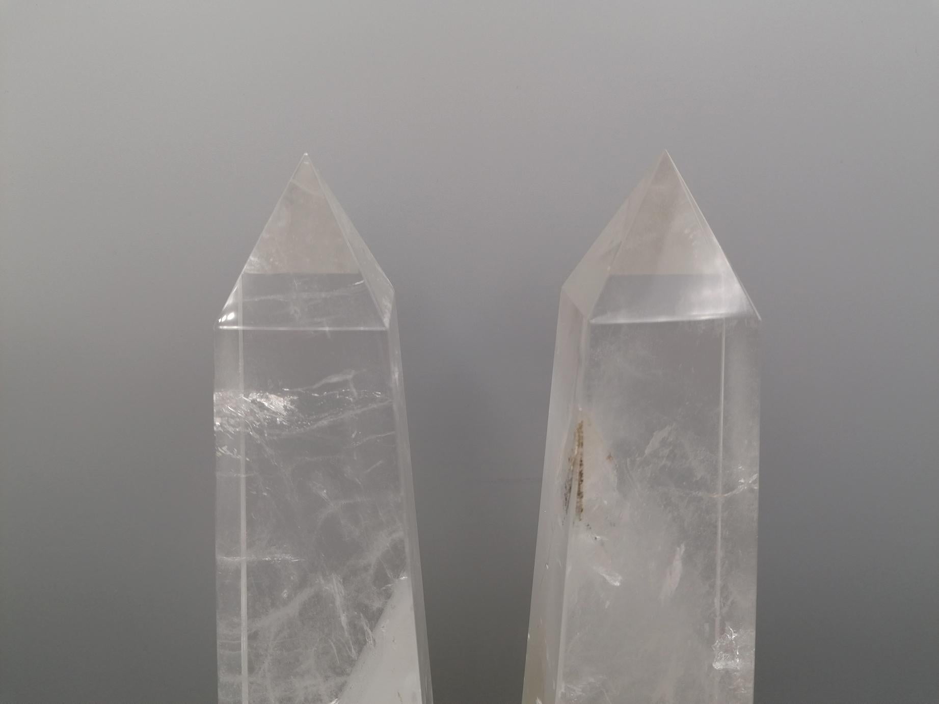 Pair of Italian 20th Century Rock Crystal Quartz Hand Carved For Sale 1