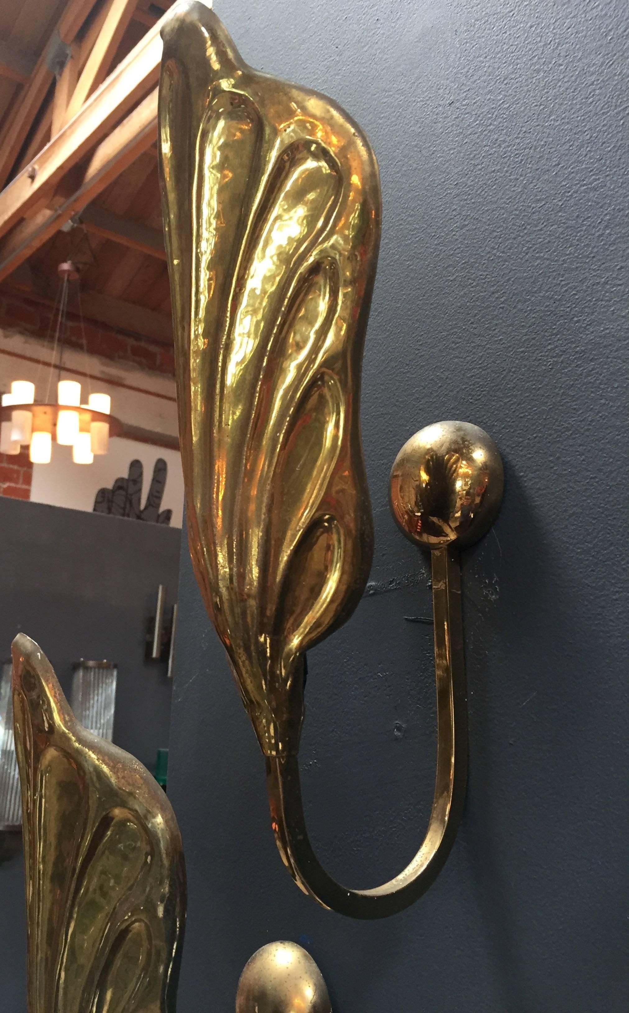 Mid-Century Modern Pair of Italian 20th Century Sconces in Brass by Tommaso Barbi