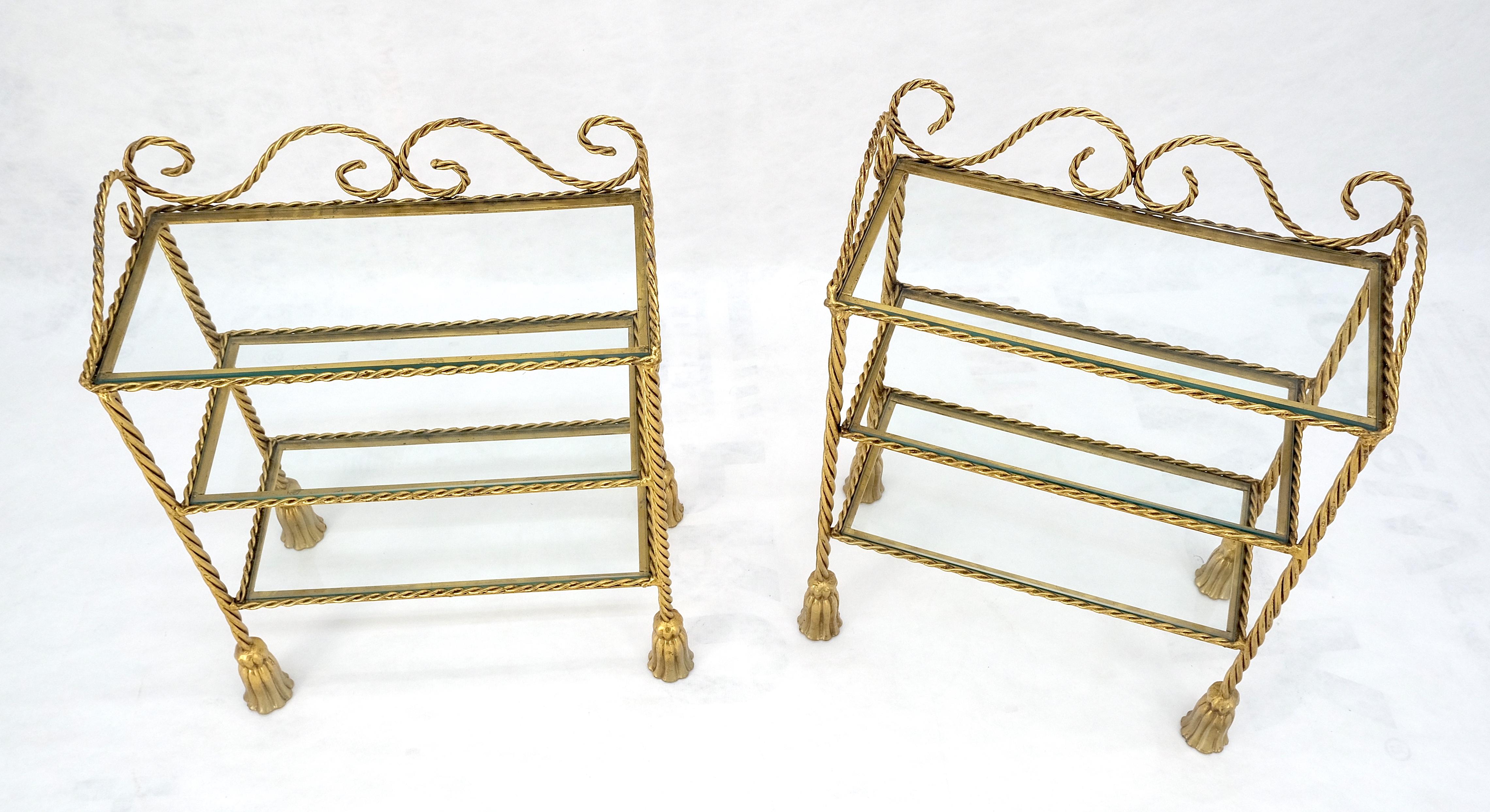 Hollywood Regency Pair of Italian 3 TierGold Gilt 