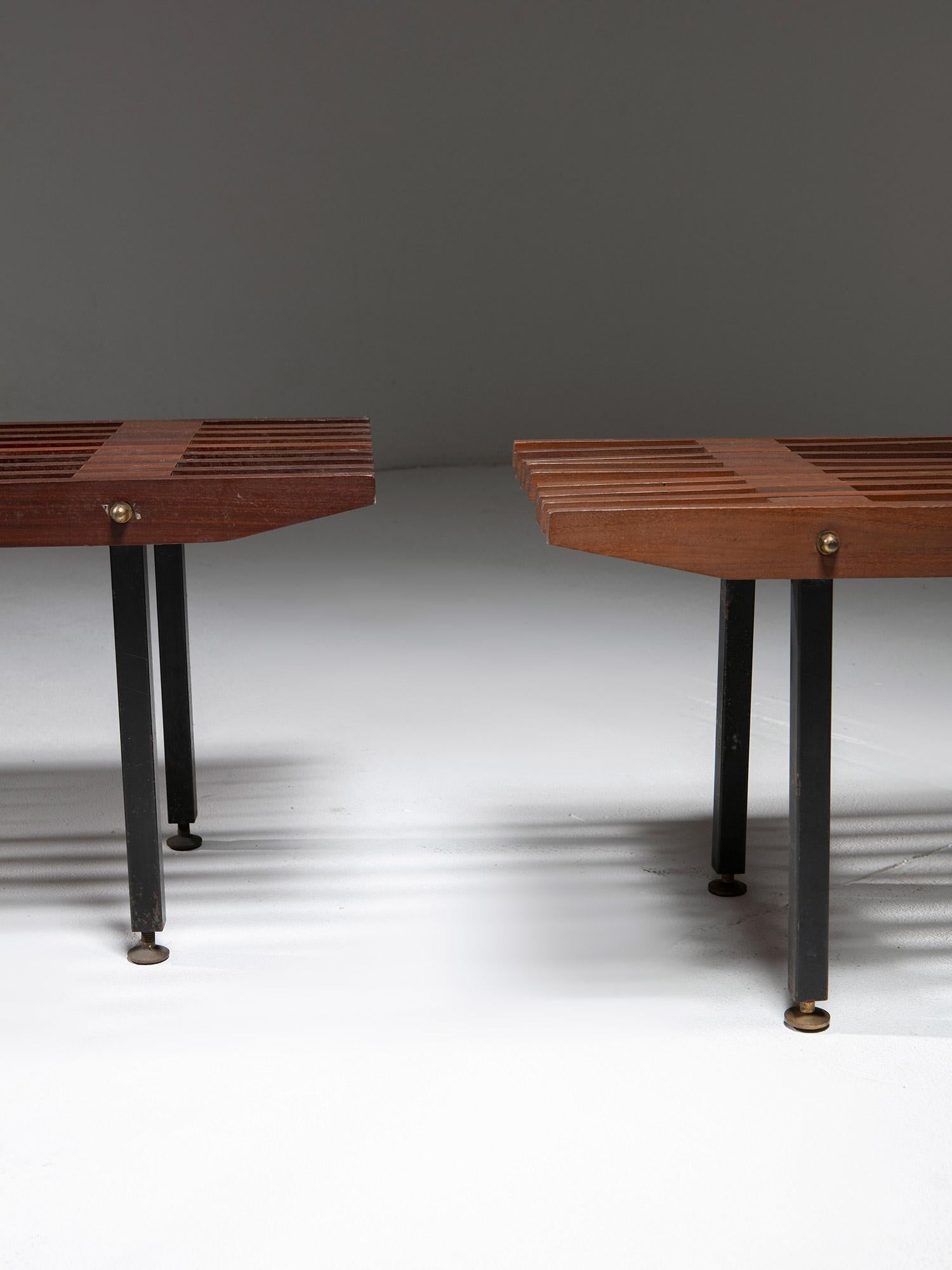 Metal Pair of Italian 60s Benches attributed to Carlo De Carli For Sale